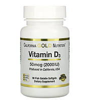 California Gold Nutrition, витамин D3, 125 мкг (5000 МЕ), 90 капсул из рыбьего желатина