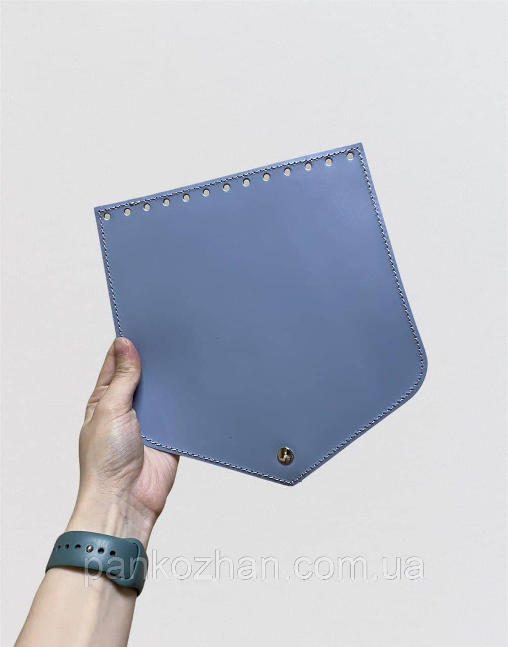 Клапан серце для в'язаної сумки, на магнітній кнопці, натуральна шкіра, 23х22 см, фото 1