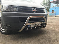 Кенгурятник WT003 с надписью для Volkswagen T5 2010-2015 гг. Нержавеющая сталь
