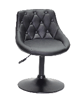 Стілець Foro Button BK-Base чорний шкірозамінник із каретною стяжкою на чорній круглій опорі-ноге, фото 3