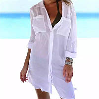 Жіноча пляжна сорочка із шифону до середини стегна