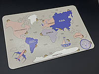 Деревянная карта мира. Цветная. 40х27мм