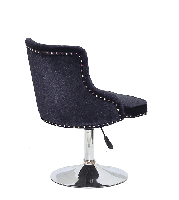 Стілець Olimp CH-Base чорний велюр з каретною стяжкою на хромованій круглій опорі-ноге, фото 7