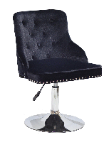 Стілець Olimp CH-Base чорний велюр з каретною стяжкою на хромованій круглій опорі-ноге, фото 5