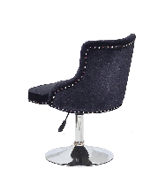 Стілець Olimp CH-Base чорний велюр з каретною стяжкою на хромованій круглій опорі-ноге, фото 3