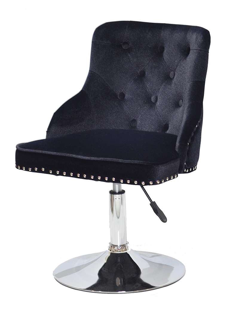 Стілець Olimp CH-Base чорний велюр з каретною стяжкою на хромованій круглій опорі-ноге, фото 1