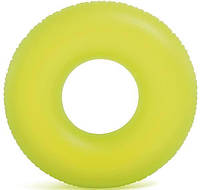 Надувной круг для плавания неоновый салатовый однотонный 91 см