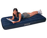 Надувний Велюровий ортопедичний матрац одномісний для сну і плавання Intex 64756 76-191-25 см синій, фото 4