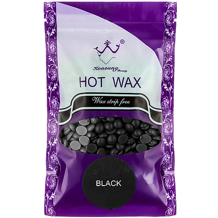Віск плівковий в гранулах Konsung Beauty Black, 500 г чорний, фото 1