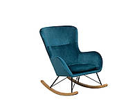 Кресло-качалка велюровое синее ELLAN