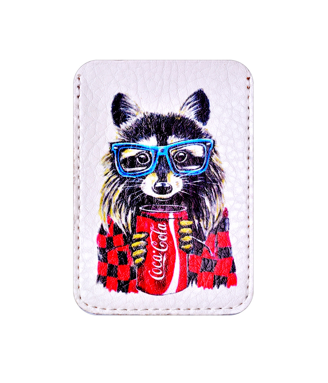 Обкладинка на iDПаспорт (пластик карта) (права) "Єнот з Coca-Cola ", фото 1