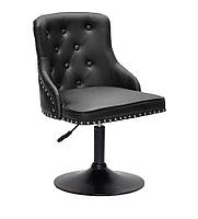 Стілець Olimp BK-Base чорний шкірозамінник із каретною стяжкою на чорній круглій опорі-ногі, фото 4