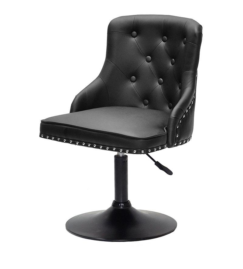 Стілець Olimp BK-Base чорний шкірозамінник із каретною стяжкою на чорній круглій опорі-ногі, фото 1