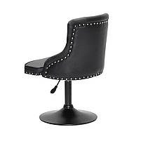 Стілець Olimp BK-Base чорний шкірозамінник із каретною стяжкою на чорній круглій опорі-ногі, фото 2
