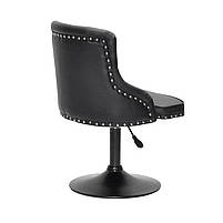 Стілець Olimp BK-Base чорний шкірозамінник із каретною стяжкою на чорній круглій опорі-ногі, фото 6