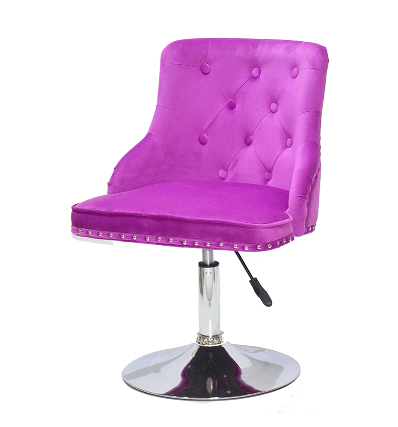 Стілець Olimp CH-Base бузковий 1022 велюр з каретною стяжкою на хромованій круглій опорі-ноге, фото 1