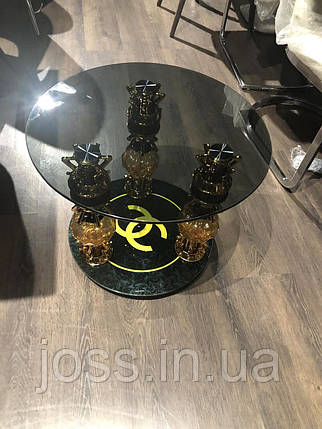 Столик журнальний круглий скляний на золотих ніжках 55х55х45 JOSS Шанте №1-2К, фото 3