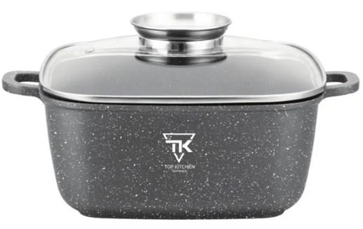 Каструля Top Kitchen TК00054 20 см 2,7 л із кришкою із сірим мармуровим покриттям