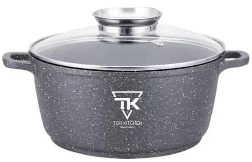 Каструля Top Kitchen TК00051 20 см 2,5 л із кришкою із сірим мармуровим покриттям