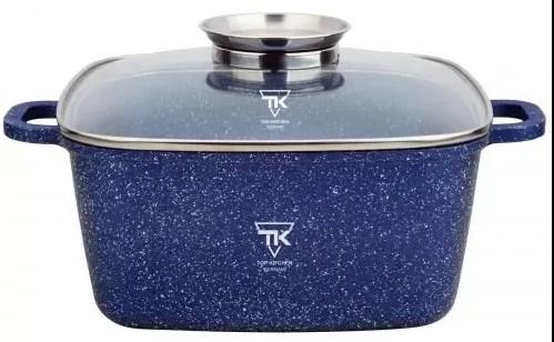 Каструля Top Kitchen TK00055 24 см 4,5 л із кришкою із синім мармуровим покриттям