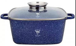Каструля Top Kitchen TК00056 28 см 6,7 л із кришкою із синім мармуровим покриттям