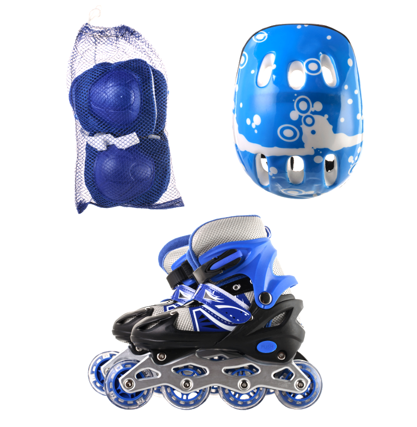 Дитячі Combo розсувні ролики з дитячою захистом і комплектом перестановки коліс (блакитні)