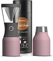 Набір Asobu Cold Brew Cold Brew KB900 Black, для заварювання холодної кави, 1 л, з термосом Рожевий
