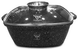 Каструля Top Kitchen TК00056 28 см 6,7 л з кришкою з чорним у білу точку мармуровим покриттям