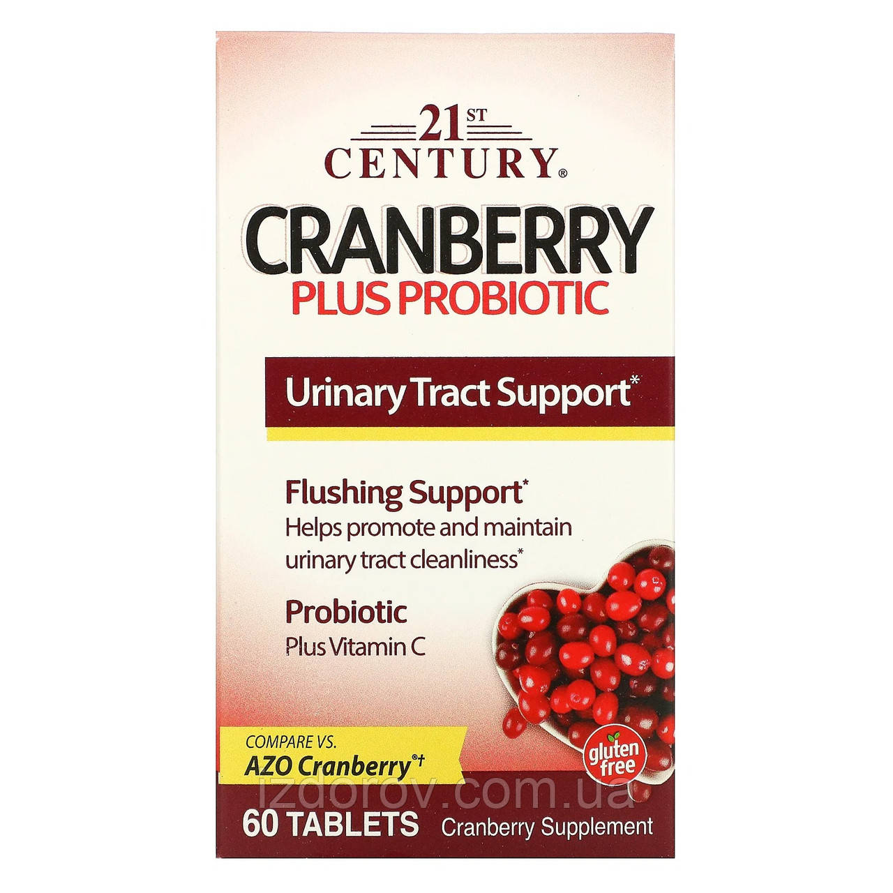 Журавлина з додаванням пробіотика 21st Century Cranberry Plus Probiotic для сечовивідних шляхів 60 таблеток