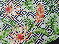 Тефлоновая ткань DUCK WН - принт РОМБ/МОНСТЕРА - зелёный V-6