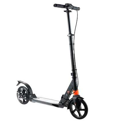 Scooter дитячий складаний двоколісний самокат з амортизаторами і затиском керма (чорний), фото 1