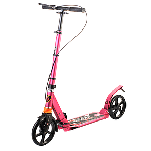 Scooter Urban дитячий складаний двоколісний самокат з амортизаторами і затиском керма (рожевий), фото 3