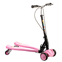 Scooter дитячий двоколісний самокат з двома платформами і світяться колеса (рожевий)
