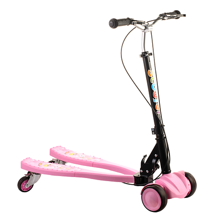 Scooter дитячий двоколісний самокат з двома платформами і світяться колеса (рожевий), фото 1