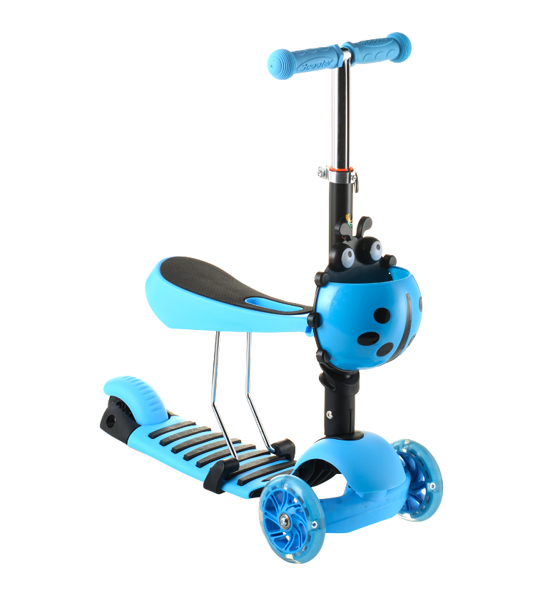 Scooter дитячий триколісний самокат c сидінням і кошиком (блакитний)