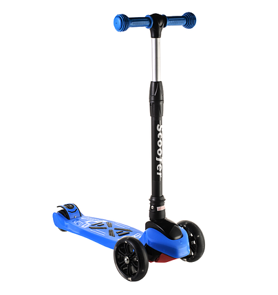 Scooter дитячий триколісний самокат з ручним гальмом і світяться колеса (блакитний), фото 1