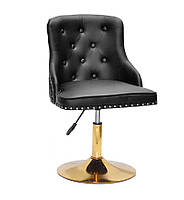 Стілець Olimp GD-Base шкірозамінник чорний, золота кругла нога-опора з регулюванням висоти сидіння, фото 5