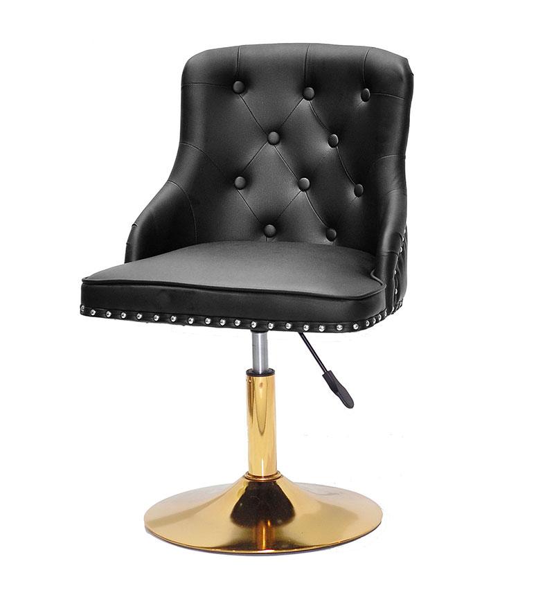 Стілець Olimp GD-Base шкірозамінник чорний, золота кругла нога-опора з регулюванням висоти сидіння, фото 1