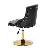 Стілець Olimp GD-Base шкірозамінник чорний, золота кругла нога-опора з регулюванням висоти сидіння, фото 2