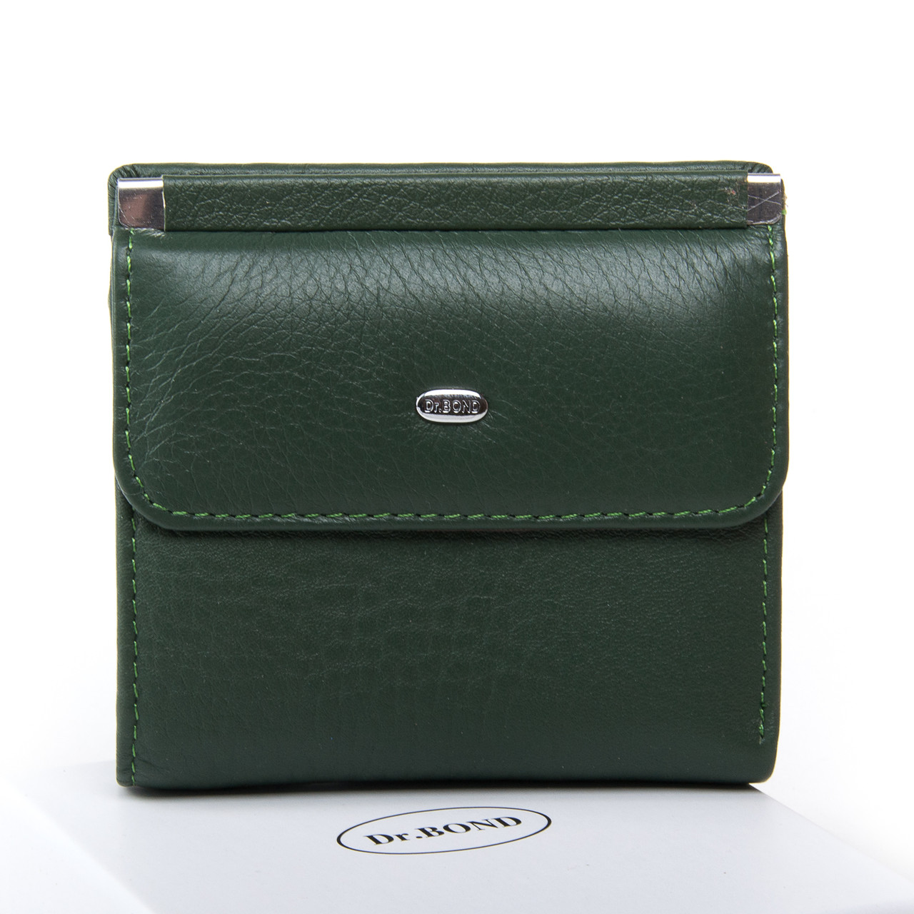 Жіночий шкіряний гаманець на магніті Classic DR. BOND WN-3 dark-green, фото 1