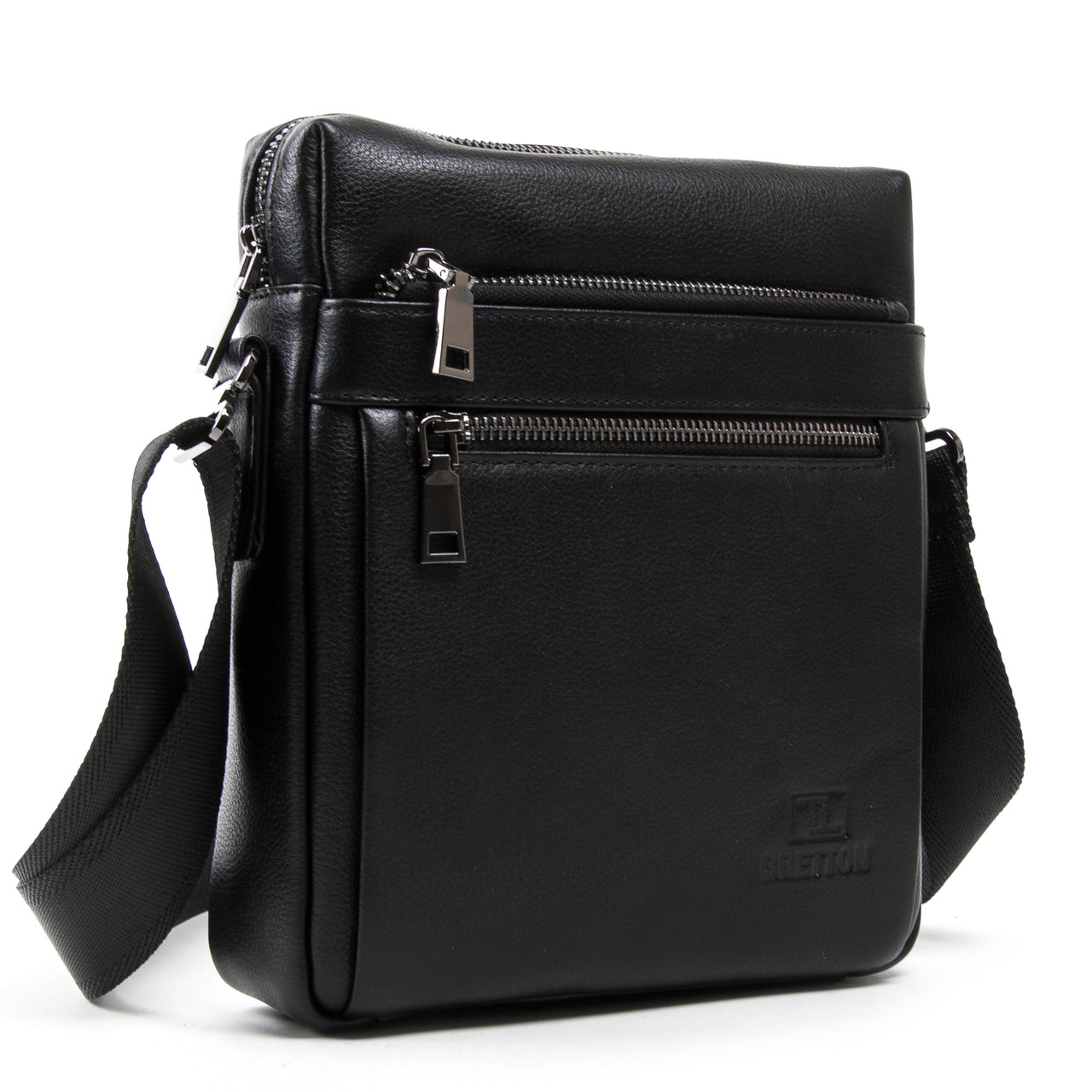 Чоловіча сумка-планшетка шкіра натуральна чорна BRETTON 3687-4 black, фото 1