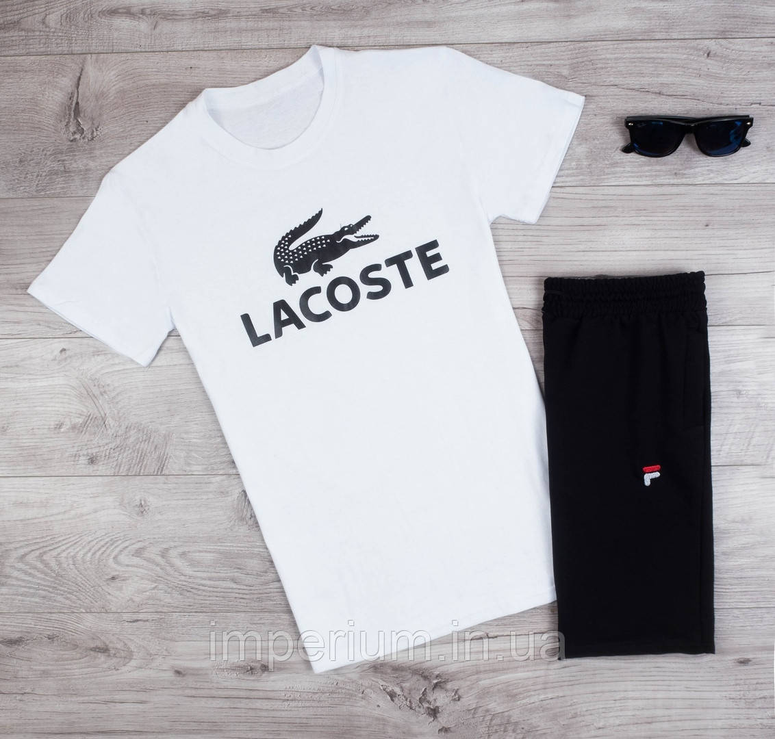 Біла футболка Lacoste black logo