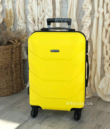 Средний пластиковый чемодан желтый из поликарбоната Польша, фото 2