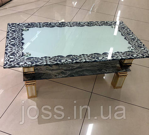 Столик журнальний скляний на золотих ніжках 110x60x45 см JOSS  Граф, фото 1
