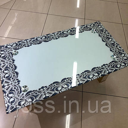 Столик журнальний скляний на золотих ніжках 110x60x45 см JOSS  Граф, фото 4