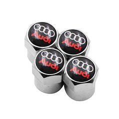 Ковпачки на ніпель з логотипом марки авто Audi Alitek Short Silver Ауді (4 шт)