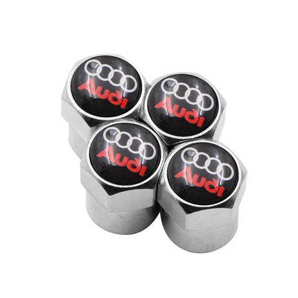 Ковпачки на ніпель з логотипом марки авто Audi Alitek Short Silver Ауді (4 шт), фото 2