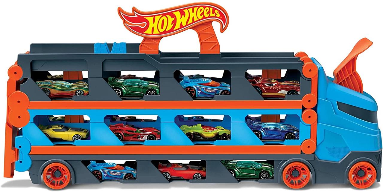 Хот Вилс Мега грузовик Автовоз транспортер скоростная трасса Hot Wheels Speedway Hauler (GVG37)