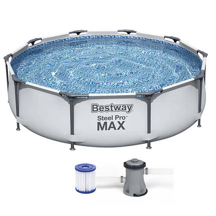 Каркасний круглий басейн Bestway 305х76см steel pro max 56408 з фільтром великий для всієї родини, фото 1