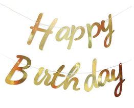 Гірлянда картонна "Happy Birthday" у кольорі золото